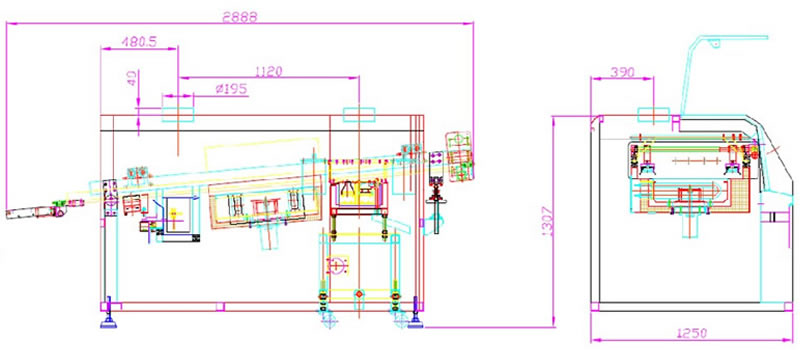 The sketch of the inward mechanism and design of the machine